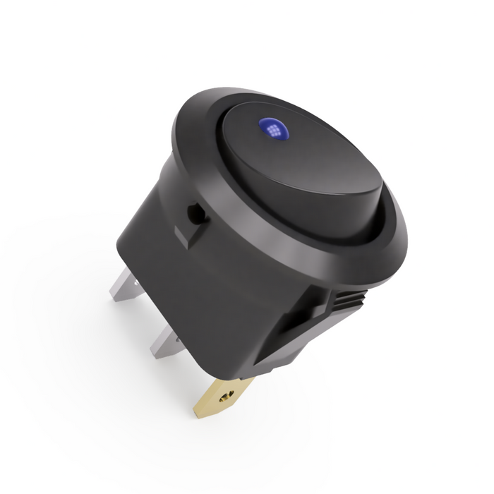 Round Rocker Switch 20mm - Blue LED