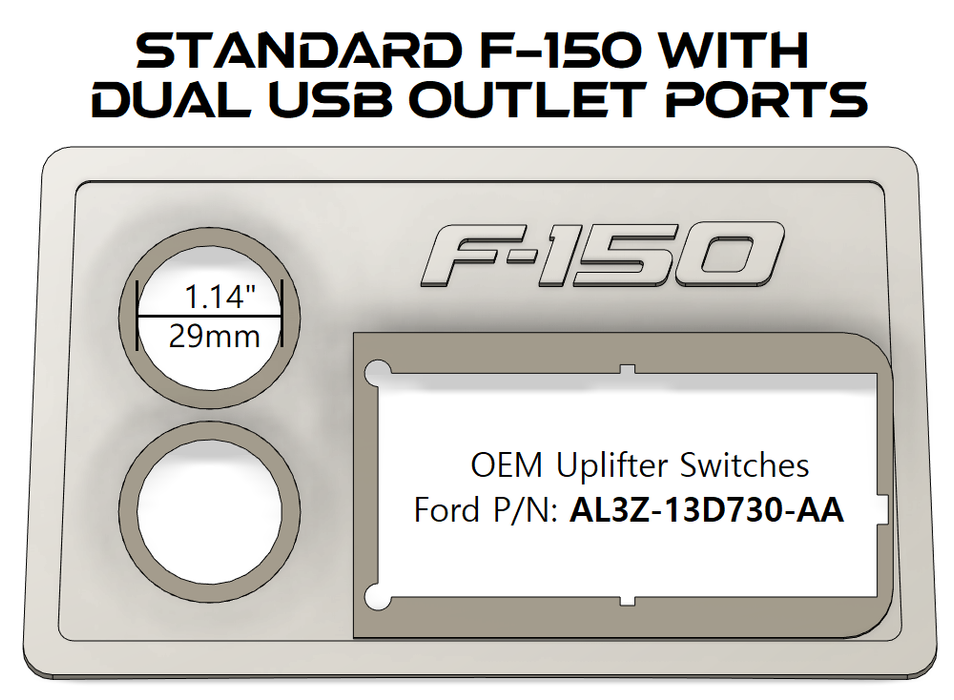 F-150 "Raptor Style" Upfitter Switch and USB Mount Panel (Panel Only)